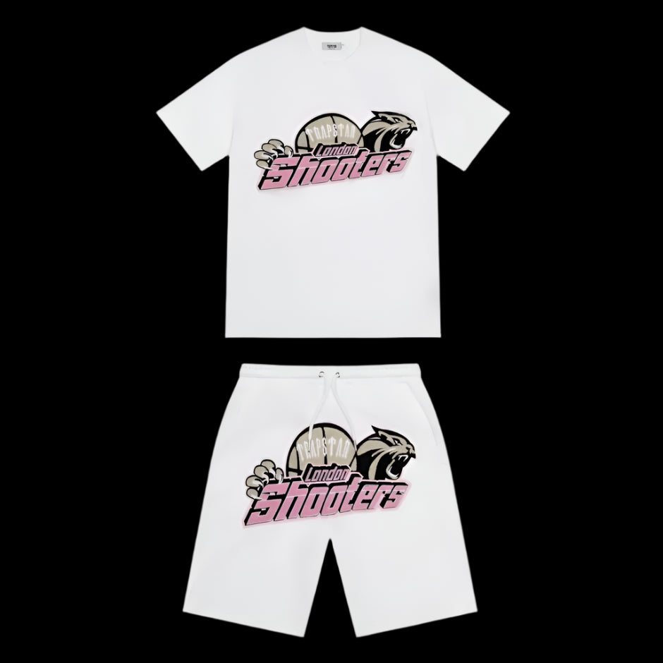 Trapstar Shooters Short Set White/Pink