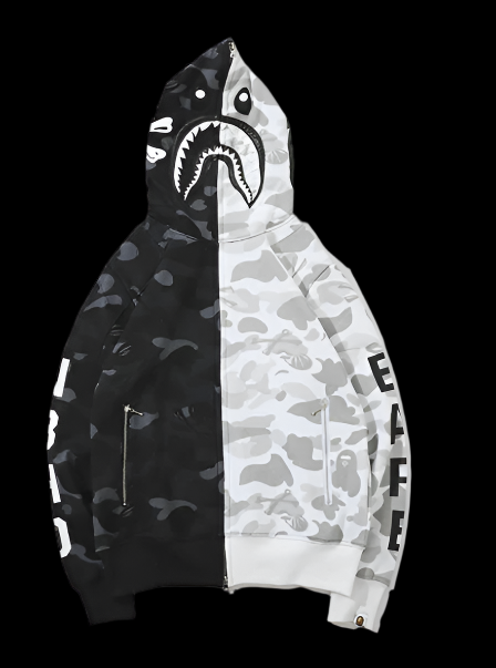 Bape Monochrome Predator Zip Up Hoodie