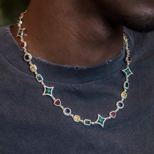 Colored Gemstone Chain in Yellow Gold - 17mm