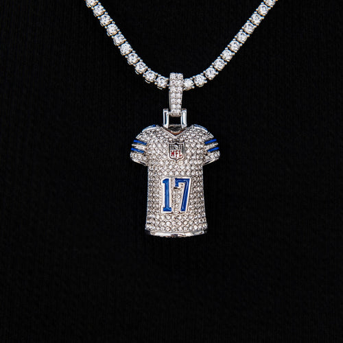 Dallas Cowboys Brandon Aubrey Jersey Pendant in White Gold