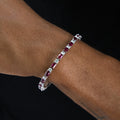 Ruby Baguette Tennis Bracelet in White Gold - 4MM