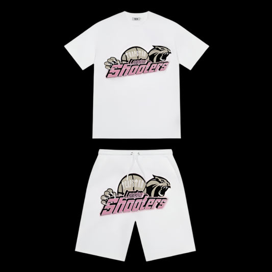 Trapstar Shooters Short Set White/Pink
