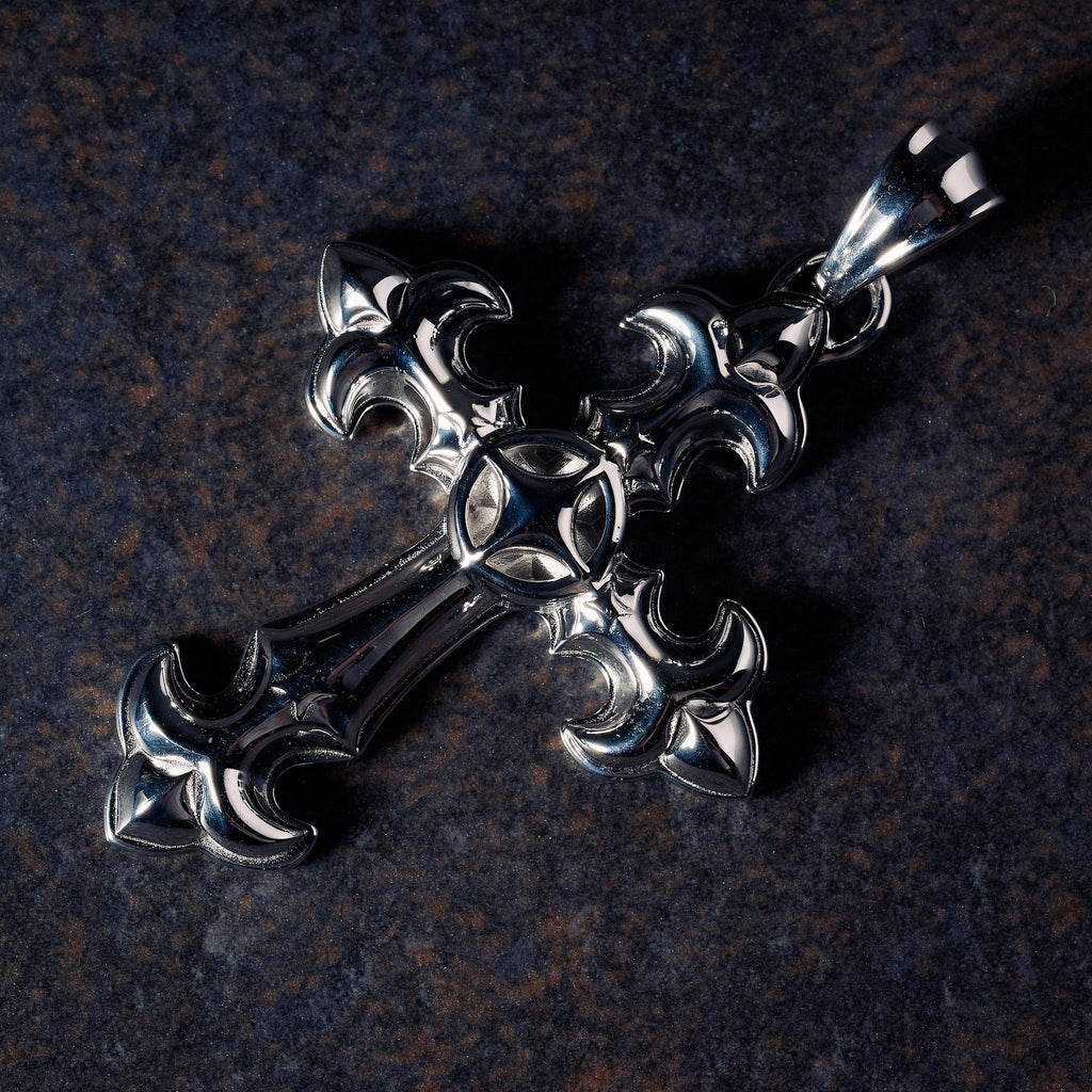 GLD X Bloody Osiris Large Cross Pendant in Solid White Gold