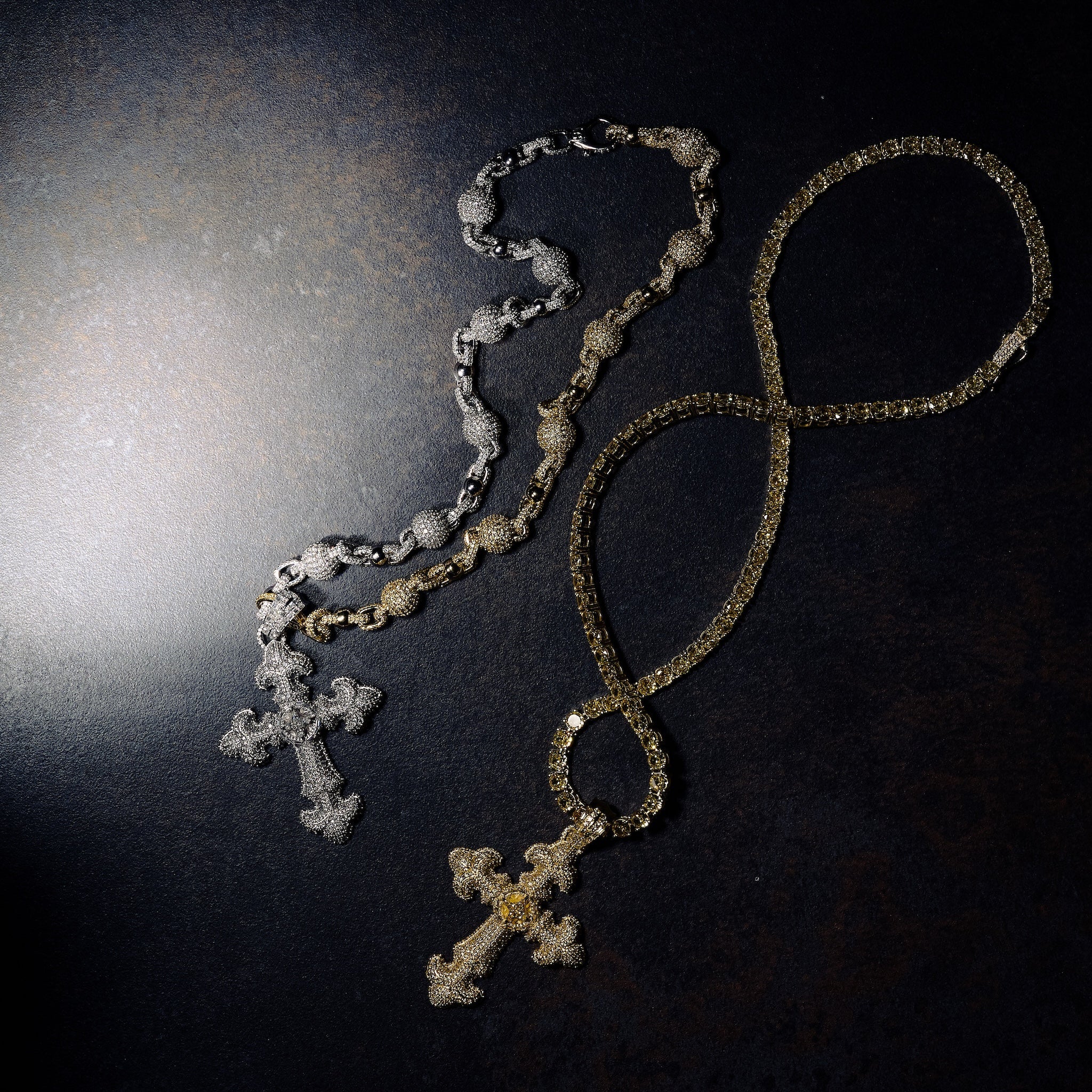 GLD X Bloody Osiris Lab Diamond Large Cross Pendant in Solid White Gold