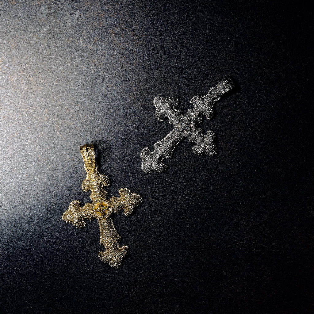 GLD X Bloody Osiris Lab Diamond Large Cross Pendant in Solid White Gold
