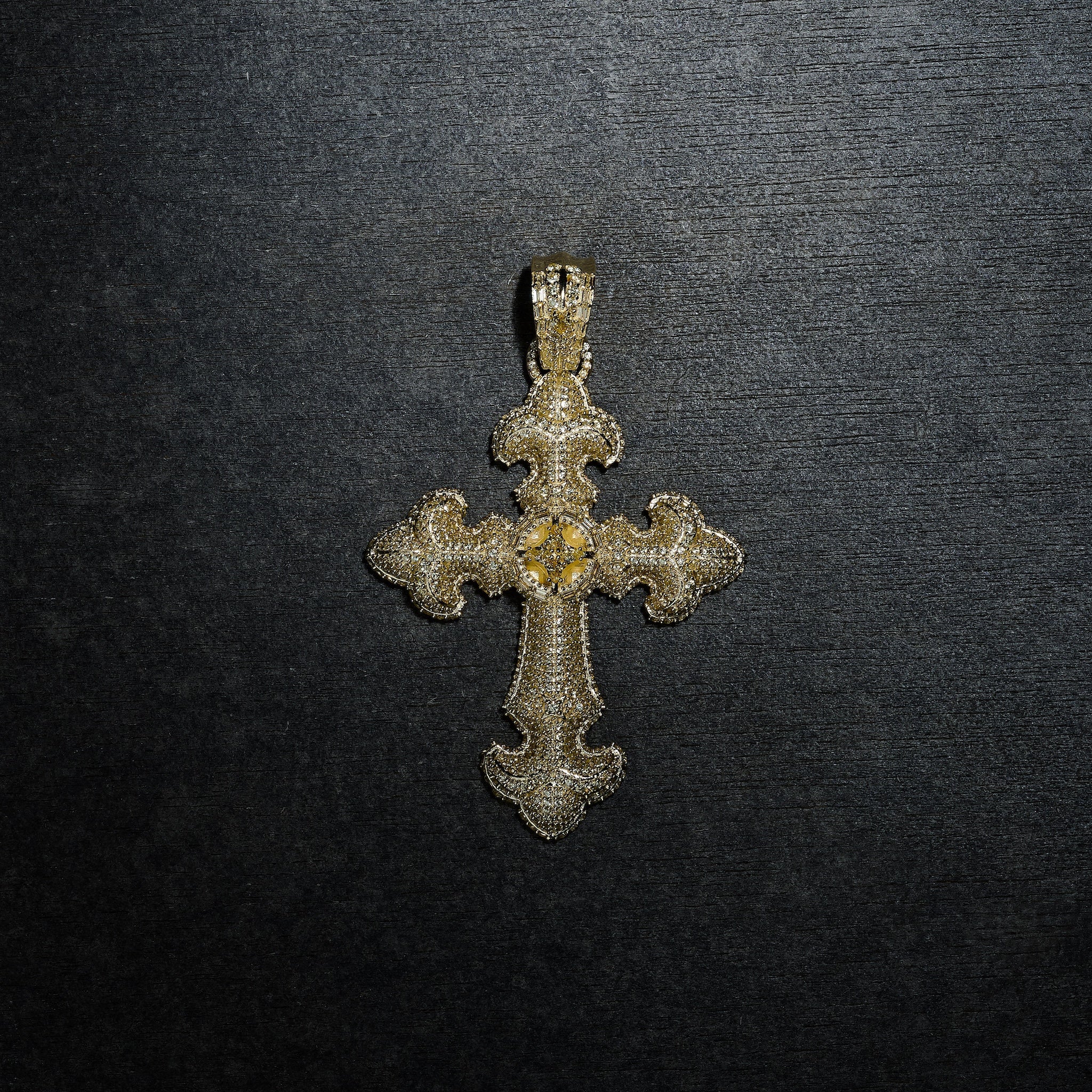 GLD X Bloody Osiris Large Lab Diamond Canary Cross Pendant in Solid Yellow Gold