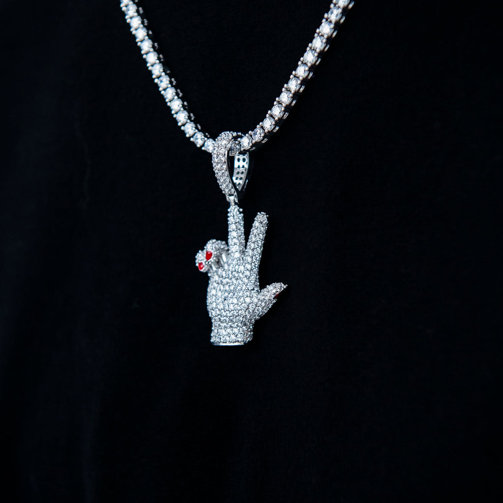 GLD X Ryan William's Peace Sign Pendant in White Gold