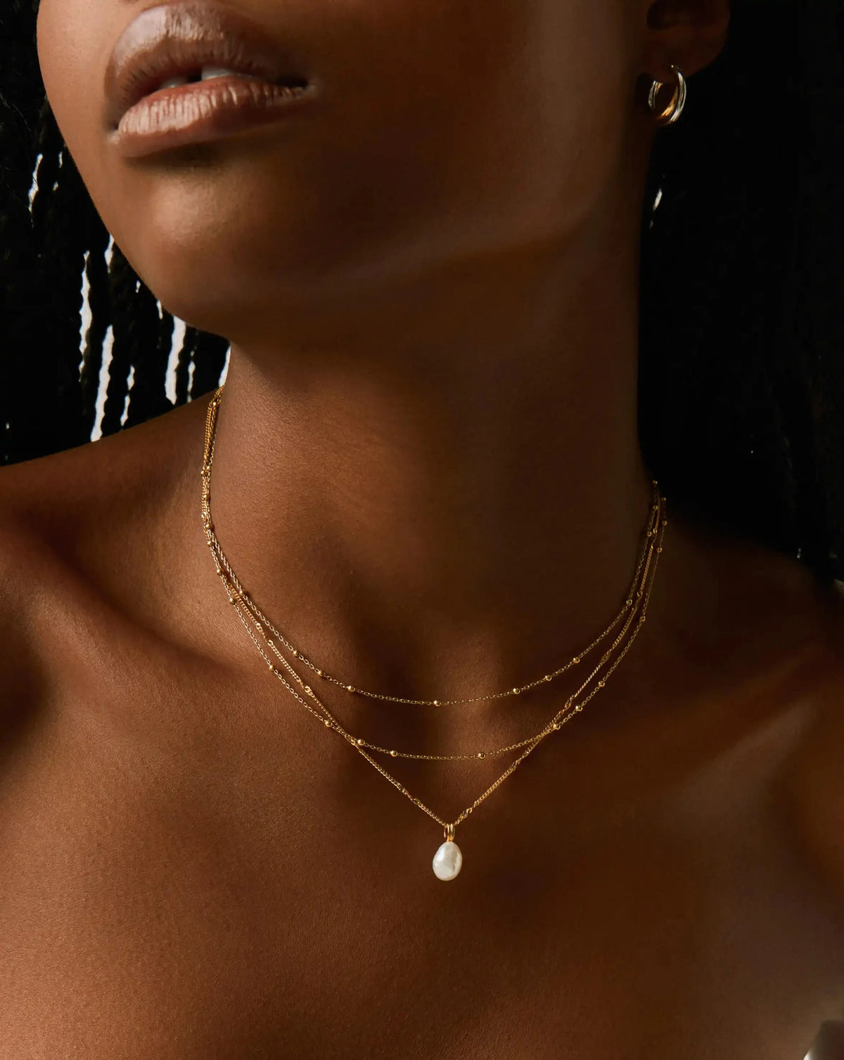 Baroque Pearl Twisted Chain Necklace | 18k Gold Plated Vermeil/Pearl
