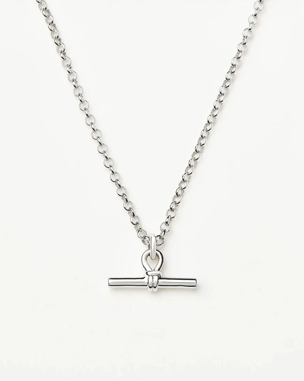Chunky T-Bar Chain Necklace | Silver Plated