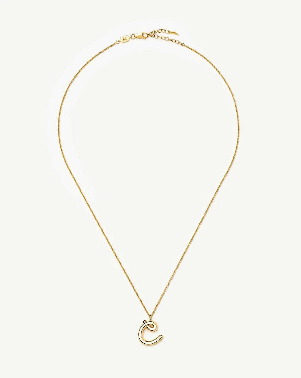 Curly Molten Initial Pendant Necklace - C | 18k Gold Vermeil