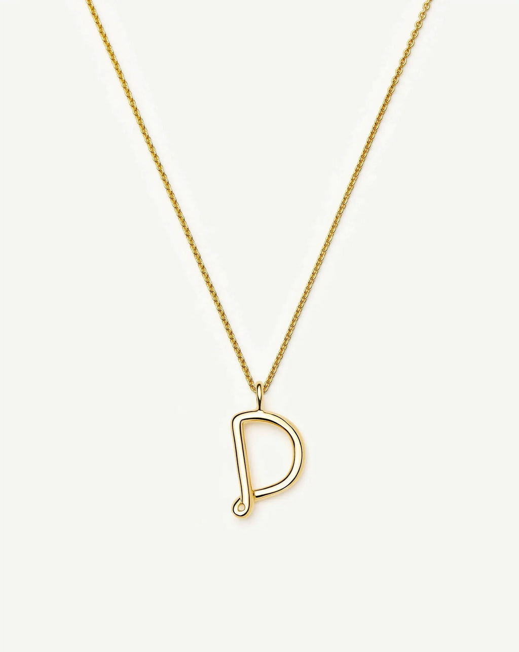 Curly Molten Initial Pendant Necklace - D | 18k Gold Vermeil