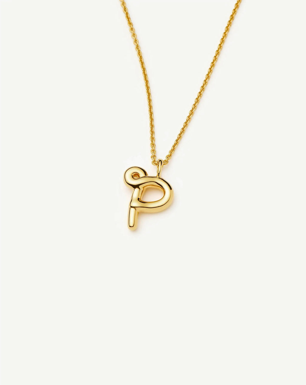 Curly Molten Initial Pendant Necklace - P | 18k Gold Vermeil