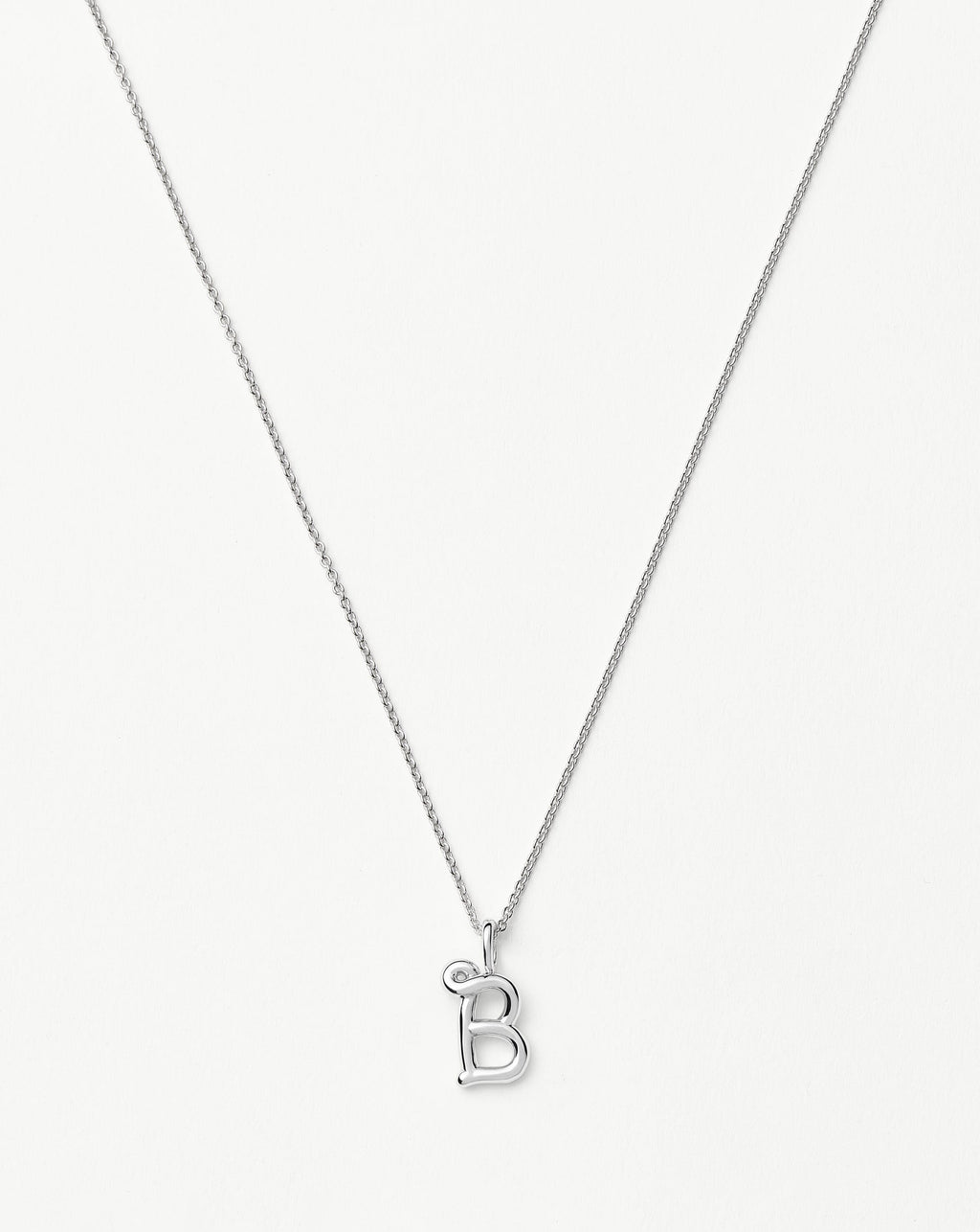 Curly Molten Mini Initial Necklace - B | Sterling Silver