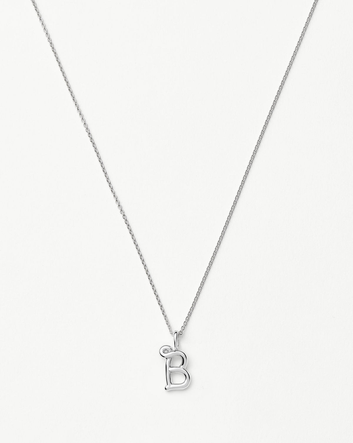 Curly Molten Mini Initial Necklace - B | Sterling Silver