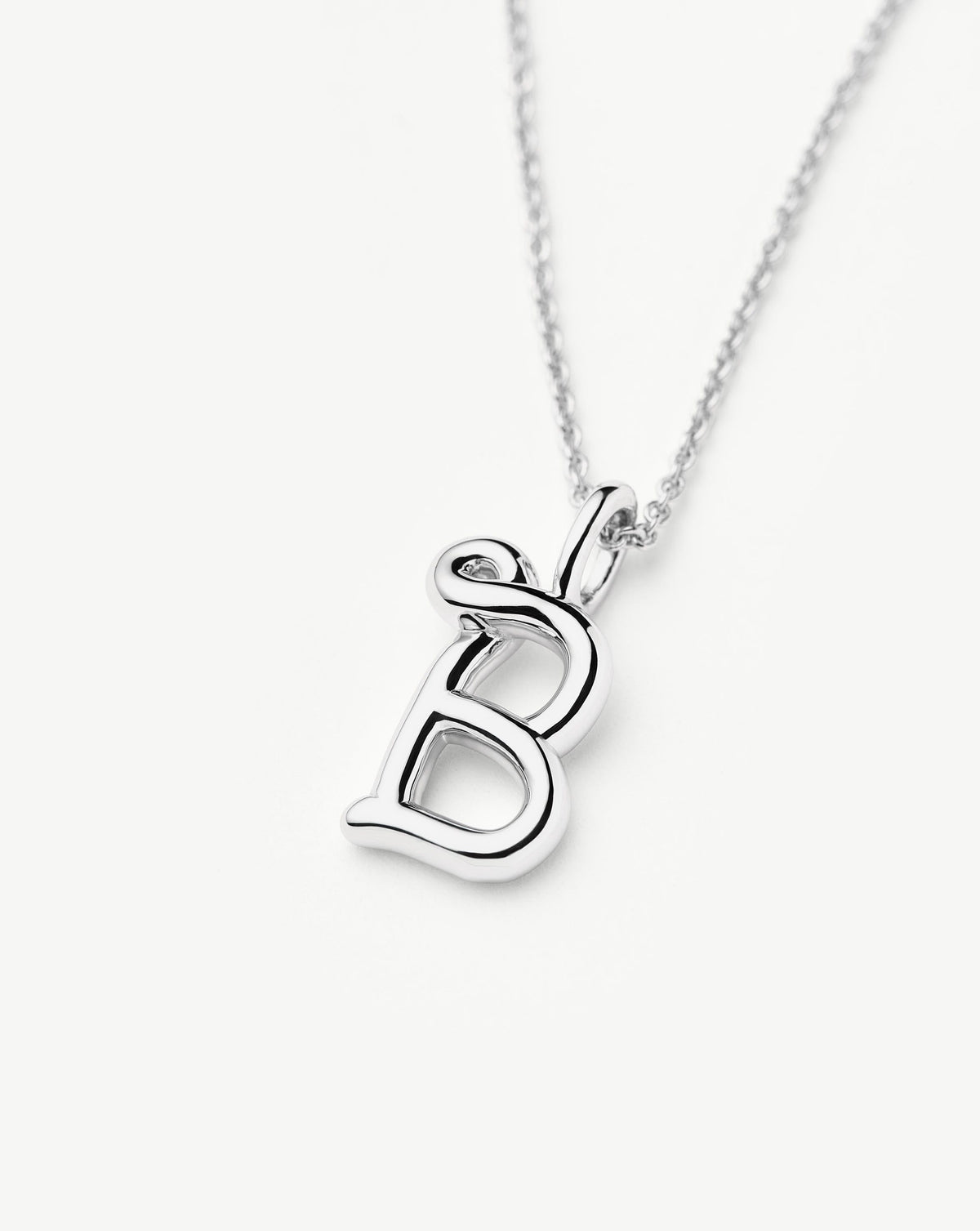 Curly Molten Mini Initial Necklace - B | Sterling Silver