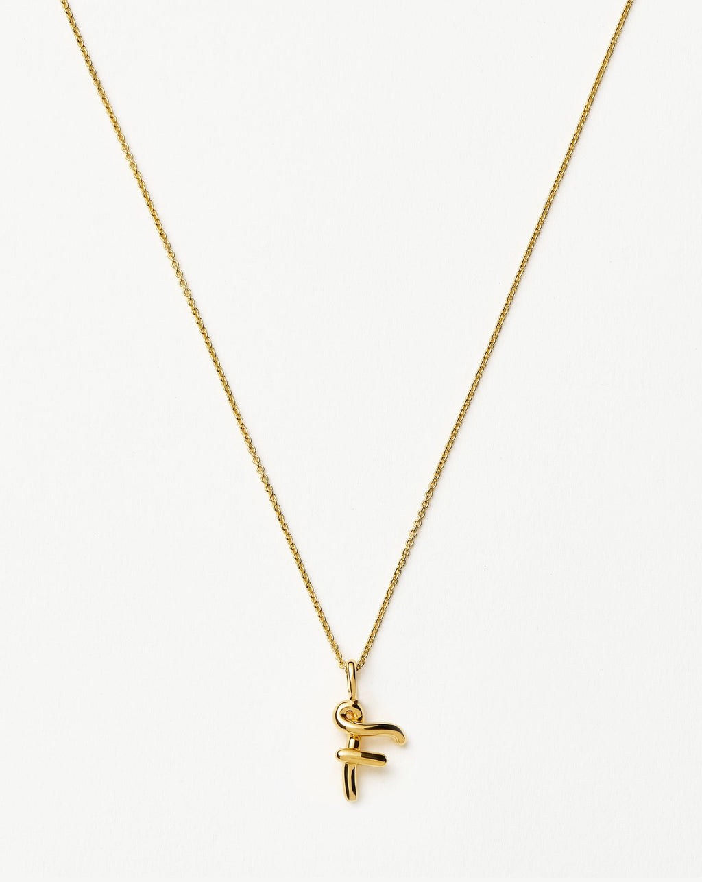 Curly Molten Mini Initial Necklace - F | 18k Gold Vermeil