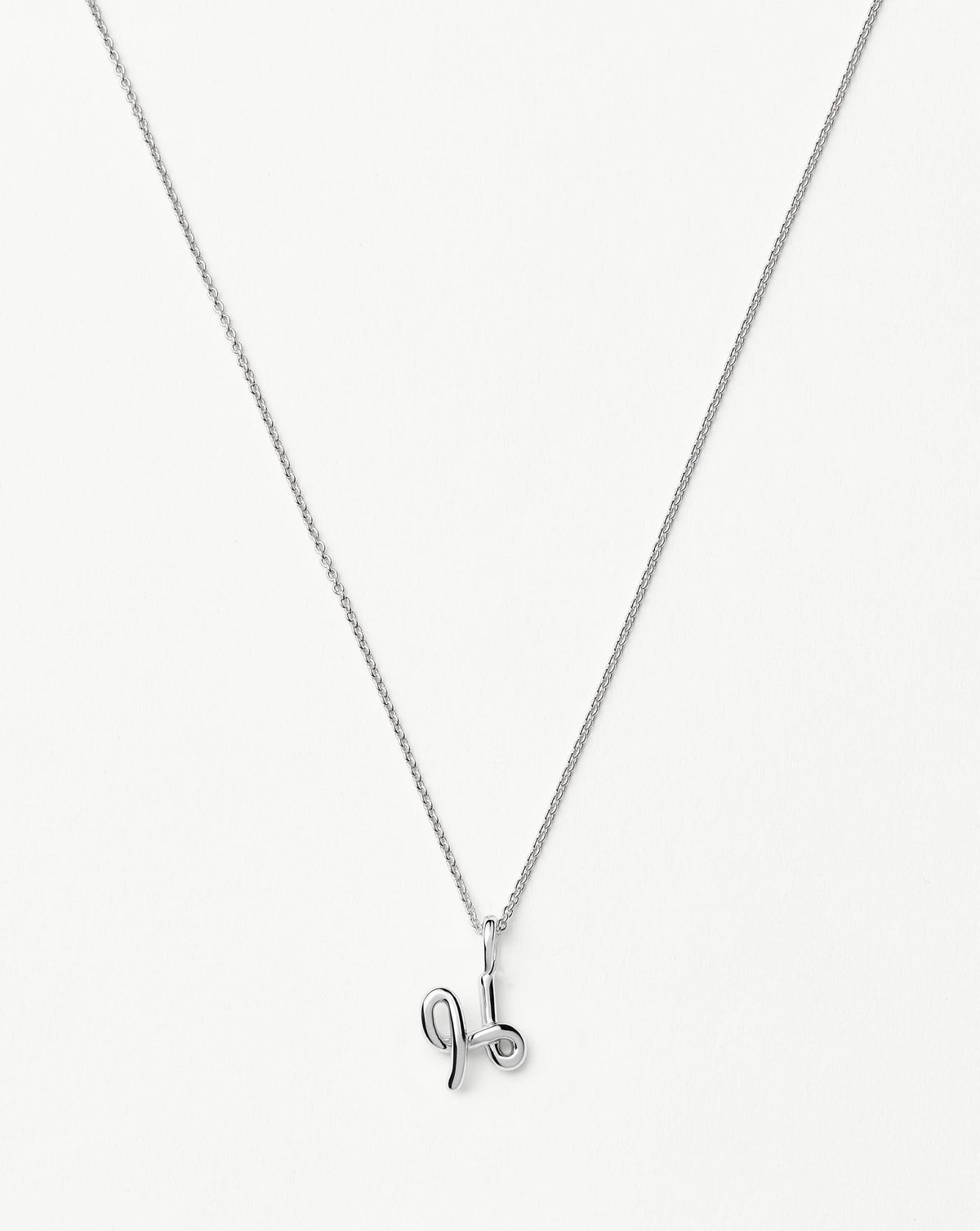 Curly Molten Mini Initial Necklace - H | Sterling Silver