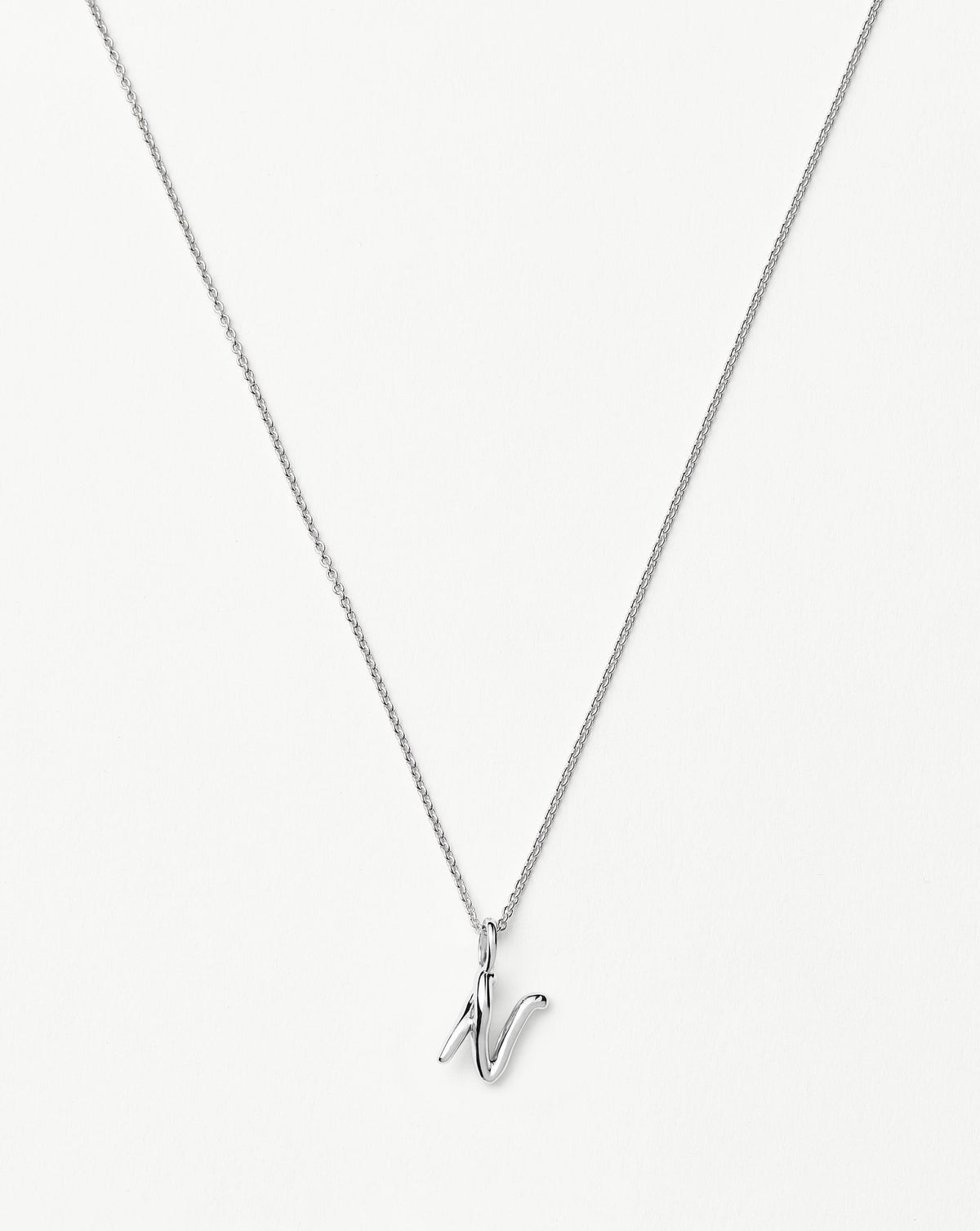 Curly Molten Mini Initial Necklace - N | Sterling Silver
