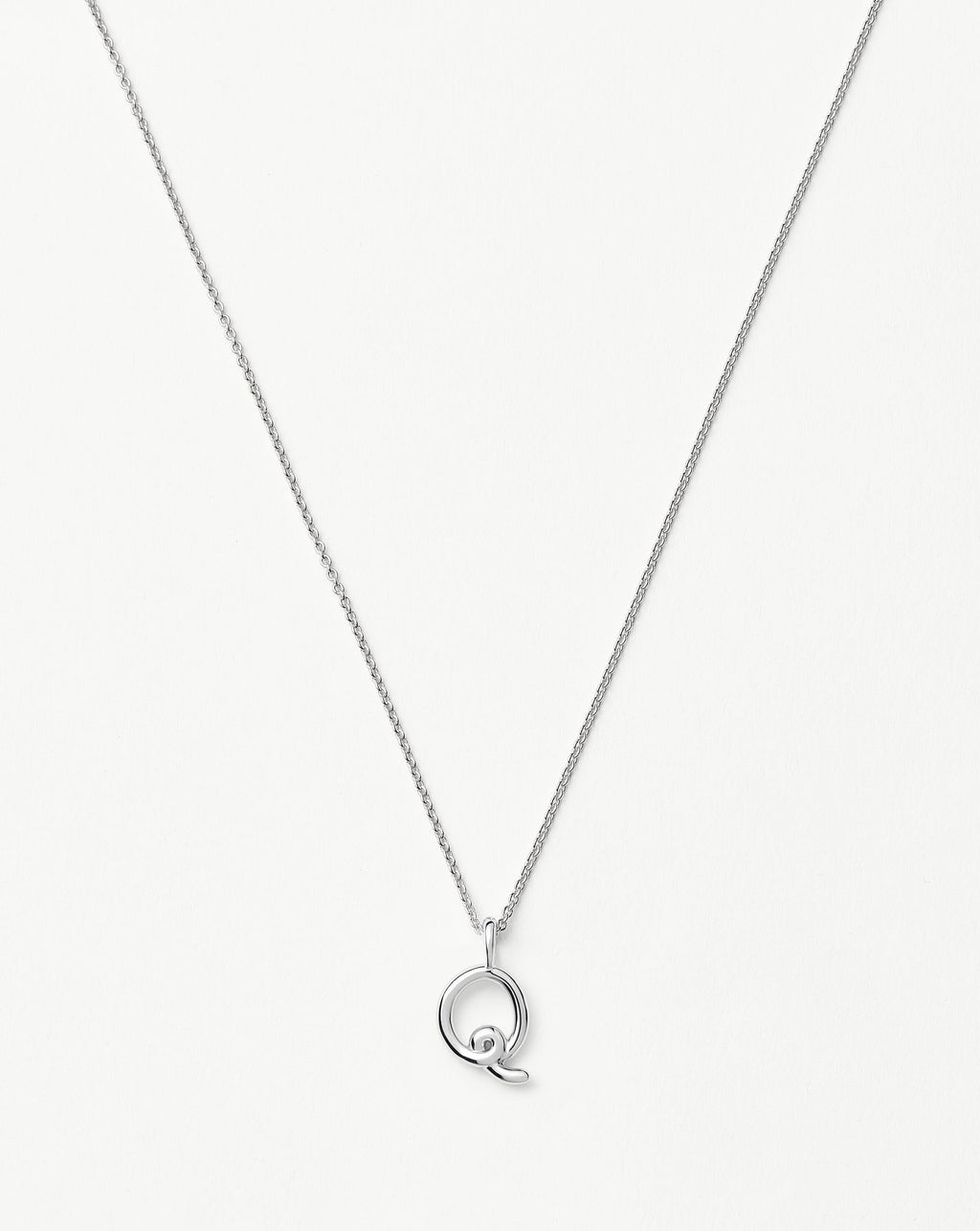 Curly Molten Mini Initial Necklace - Q | Sterling Silver