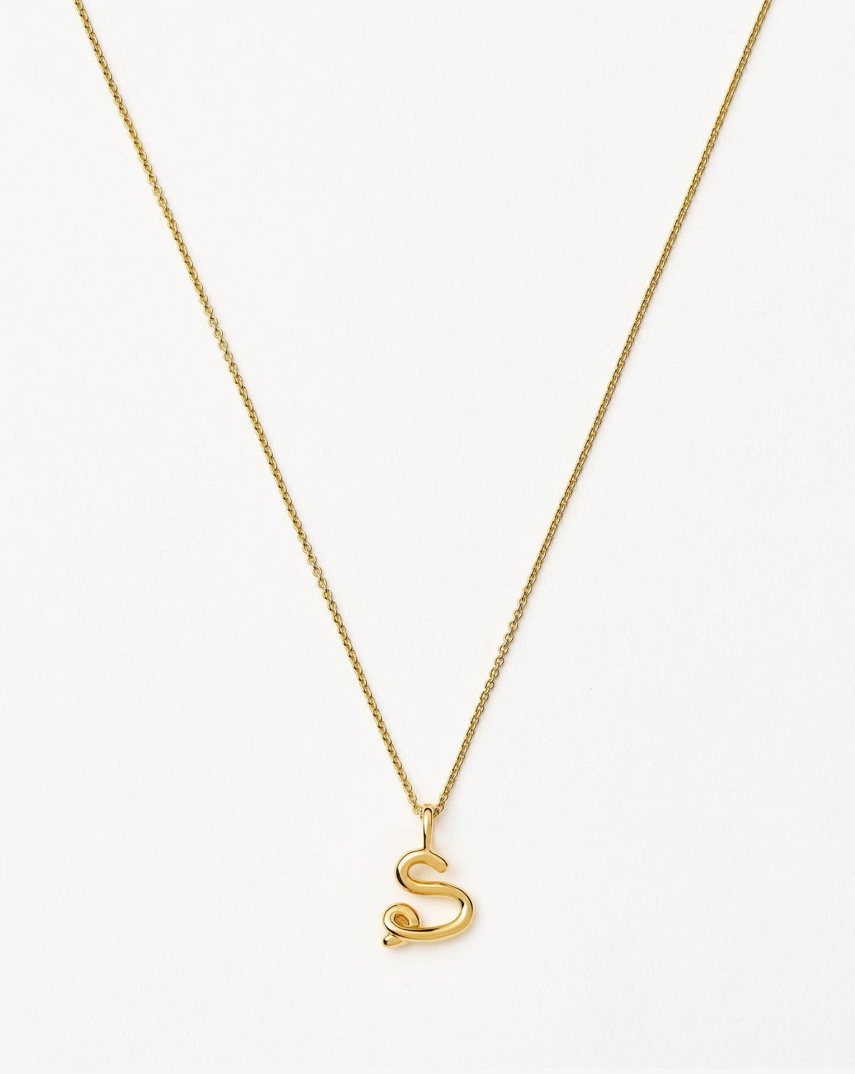 Curly Molten Mini Initial Necklace - S | 18k Gold Vermeil