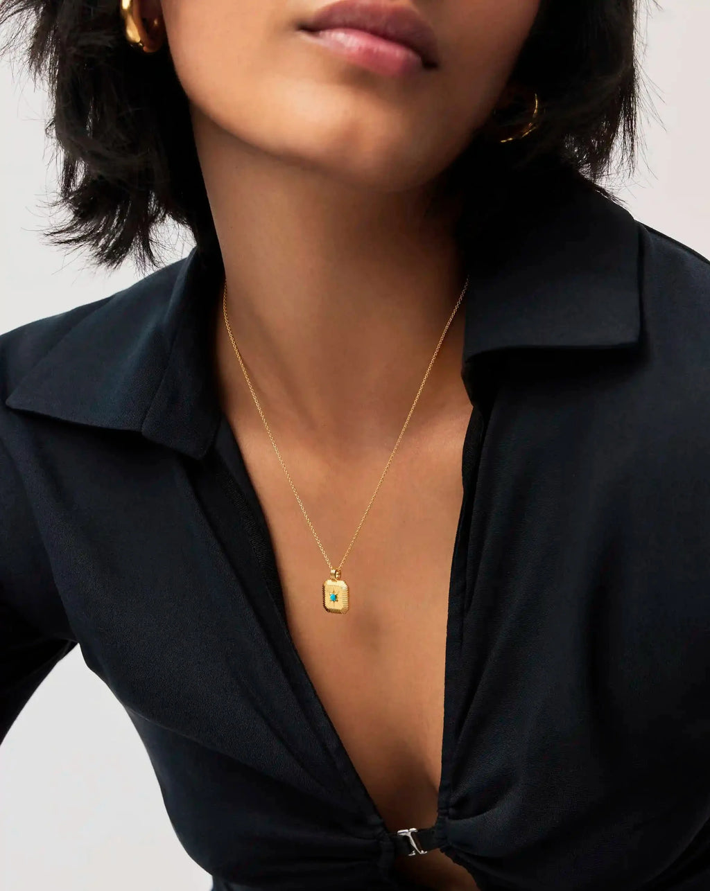 December Birthstone Pendant Necklace | 18k Gold Vermeil/Dyed Turquoise Magnesite