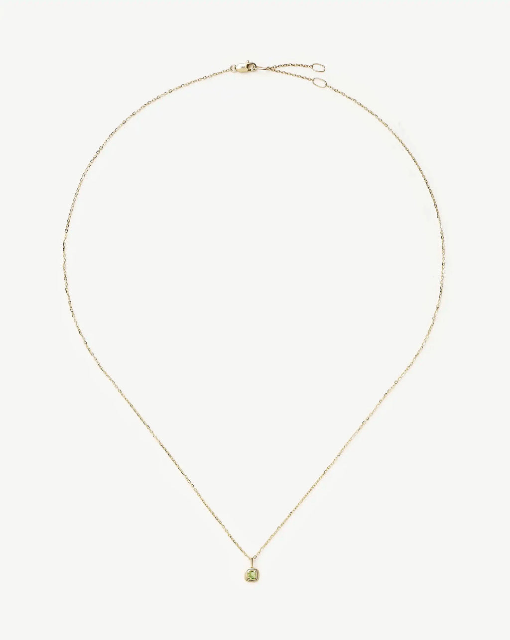 Solid Gold August Birthstone Pendant Necklace | 14k Solid Gold/Peridot