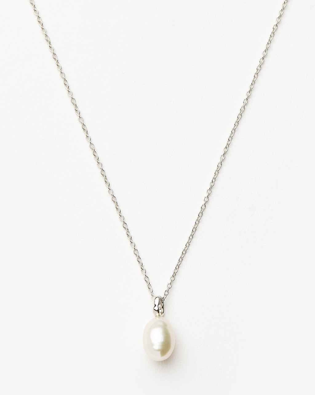 Solid Gold Baroque Pearl Organic Pendant Necklace | 14k Solid White Gold/Pearl