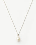 Solid Gold Baroque Pearl Organic Pendant Necklace | 14k Solid White Gold/Pearl