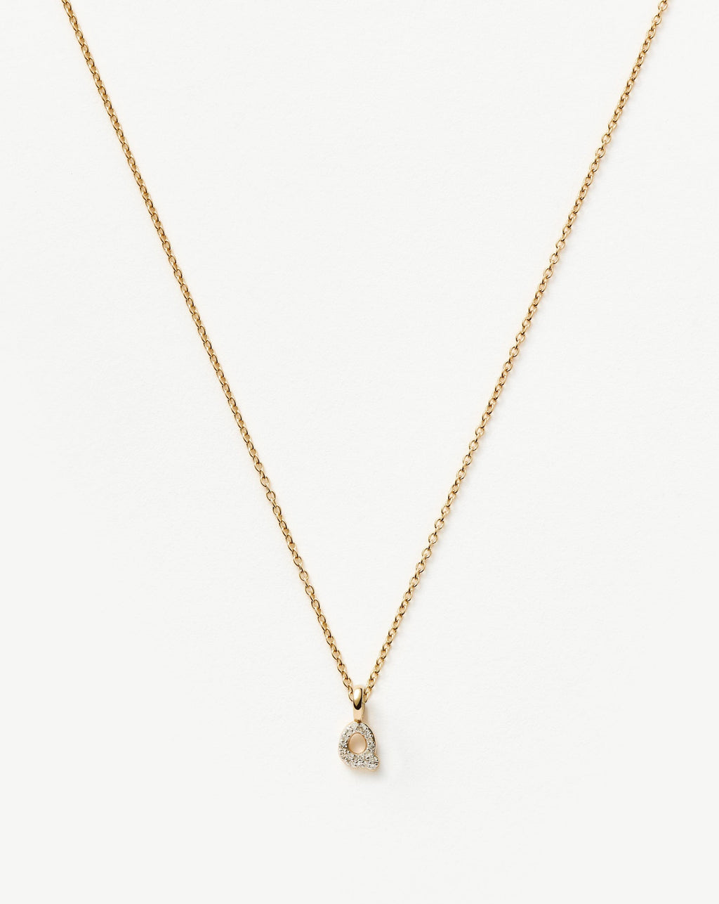 Solid Gold Diamond Initial Mini Pendant Necklace - Q | 14k Solid Yellow Gold Plated/Diamond