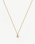 Solid Gold Diamond Initial Mini Pendant Necklace - Q | 14k Solid Yellow Gold Plated/Diamond