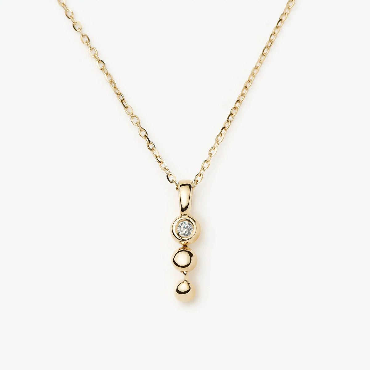 Solid Gold Diamond Trio Necklace | 14k Yellow Gold