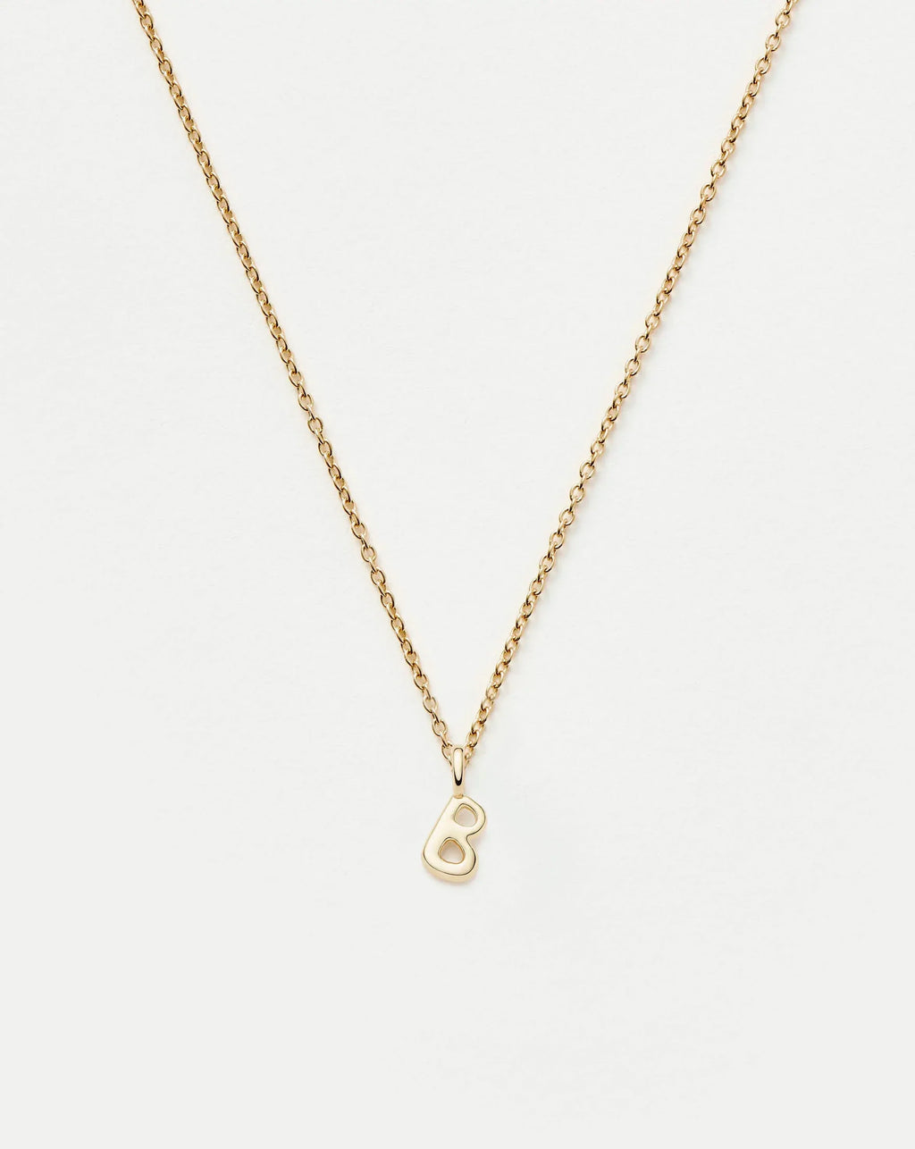Solid Gold Initial Mini Pendant Necklace - B | 14k Solid Gold
