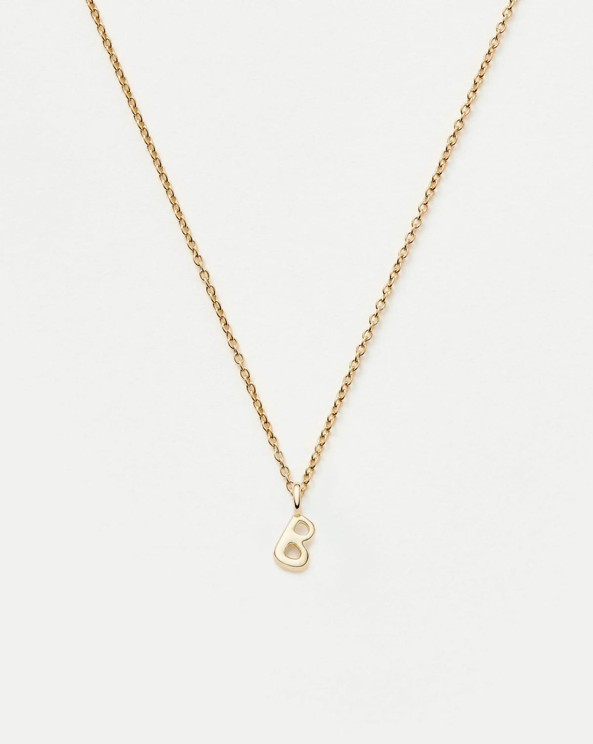 Solid Gold Initial Mini Pendant Necklace - B | 14k Solid Gold