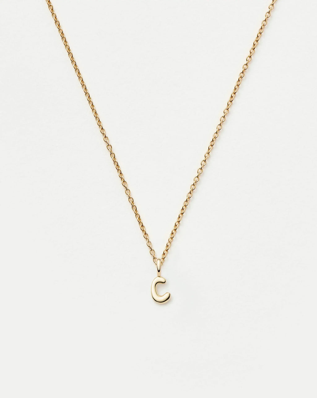 Solid Gold Initial Mini Pendant Necklace - C | 14k Solid Gold