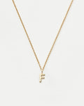 Solid Gold Initial Mini Pendant Necklace - F | 14k Solid Gold