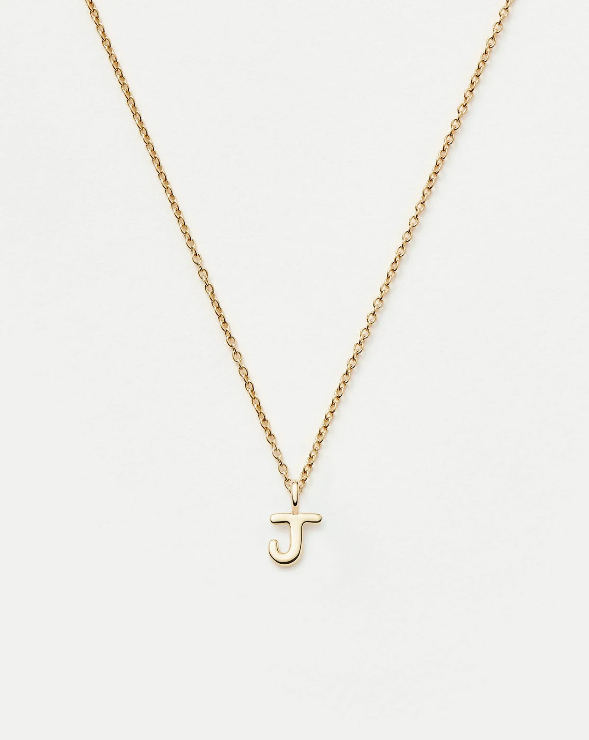 Solid Gold Initial Mini Pendant Necklace - J | 14k Solid Gold