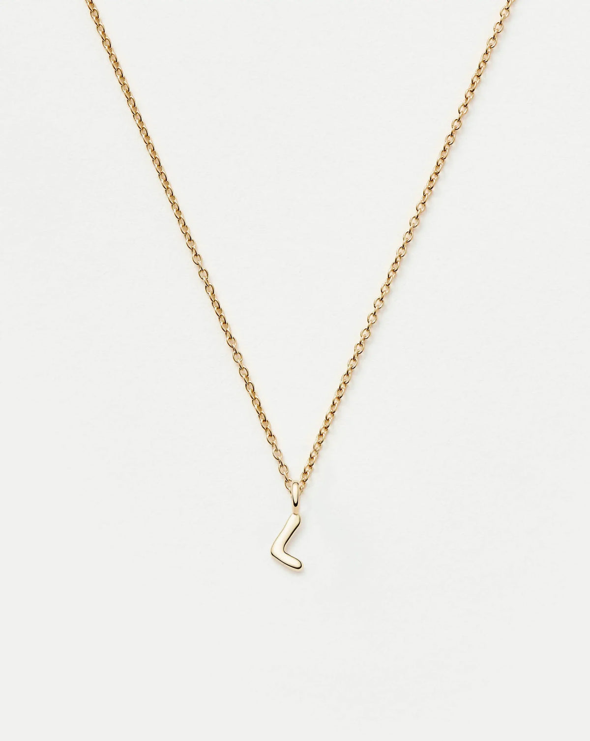 Solid Gold Initial Mini Pendant Necklace - L | 14k Solid Gold
