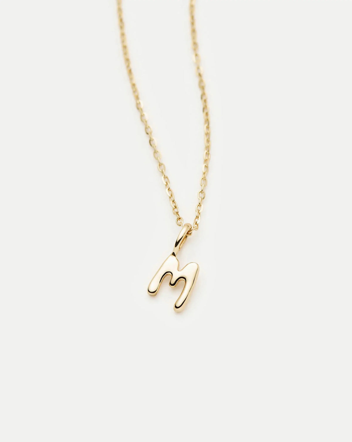 Solid Gold Initial Mini Pendant Necklace - M | 14k Solid Gold