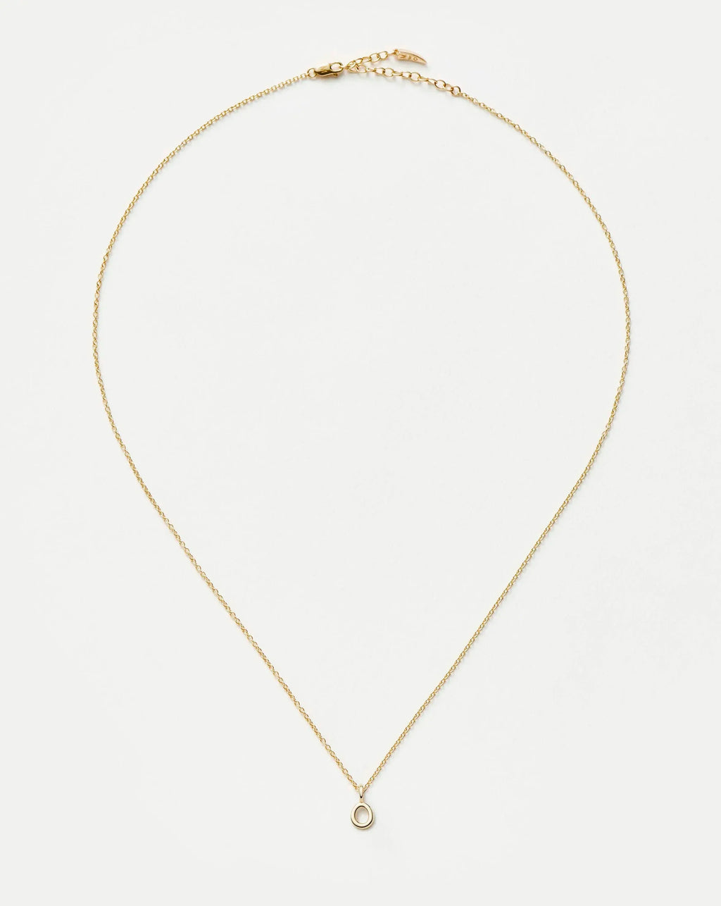 Solid Gold Initial Mini Pendant Necklace - O | 14k Solid Gold