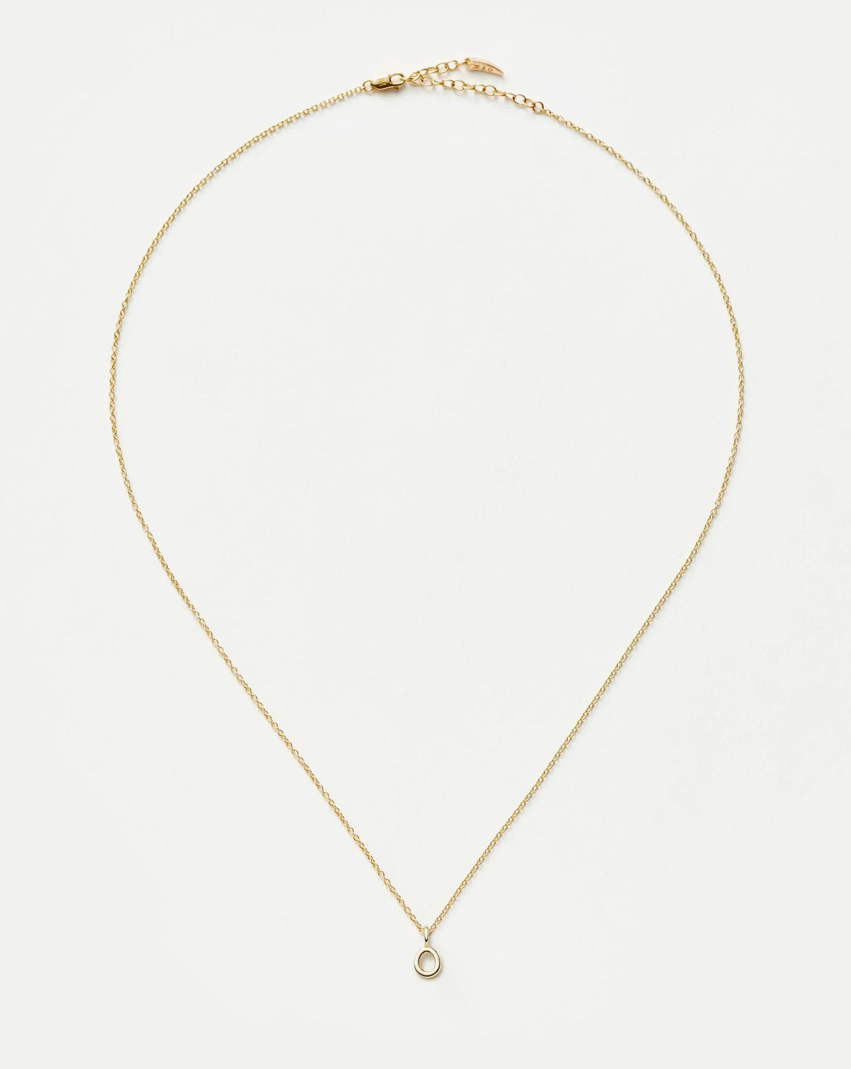 Solid Gold Initial Mini Pendant Necklace - O | 14k Solid Gold
