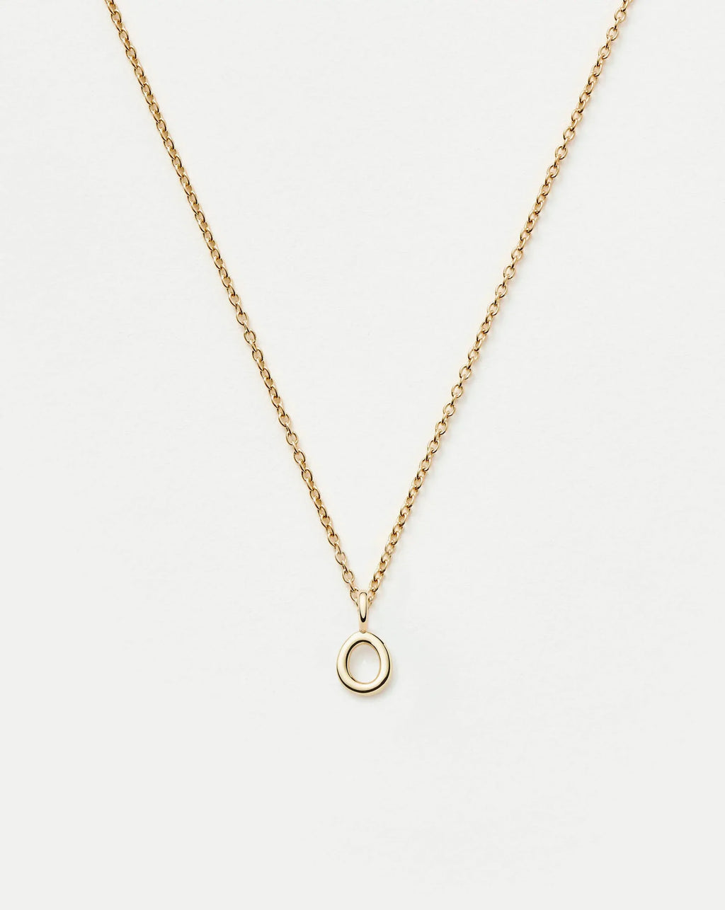 Solid Gold Initial Mini Pendant Necklace - O | 14k Solid Gold