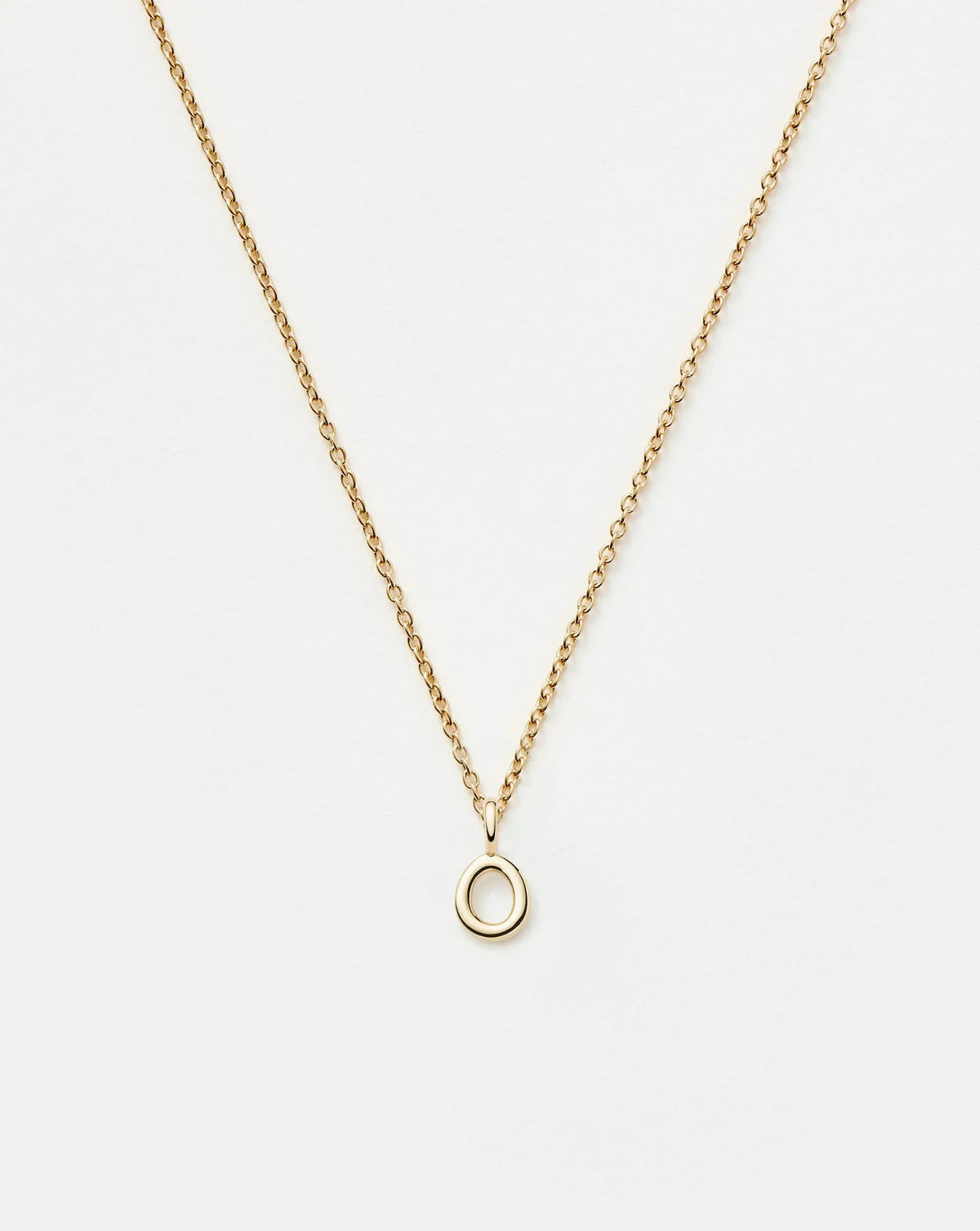 Solid Gold Initial Mini Pendant Necklace - O | 14k Solid Gold