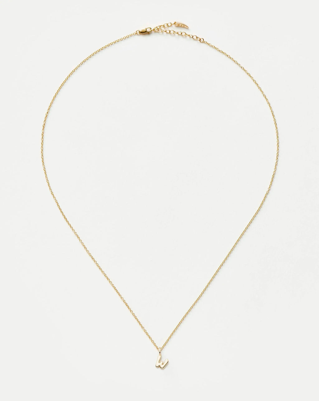 Solid Gold Initial Mini Pendant Necklace - W | 14k Solid Gold