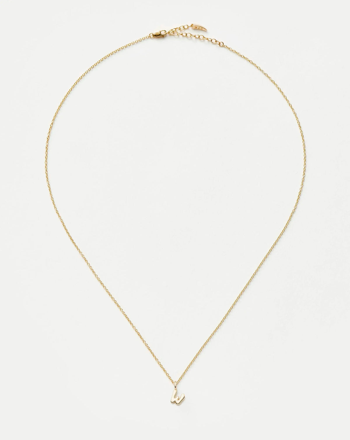 Solid Gold Initial Mini Pendant Necklace - W | 14k Solid Gold