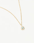 Solid Gold March Birthstone Pendant Necklace | 14k Solid Gold/Aquamarine