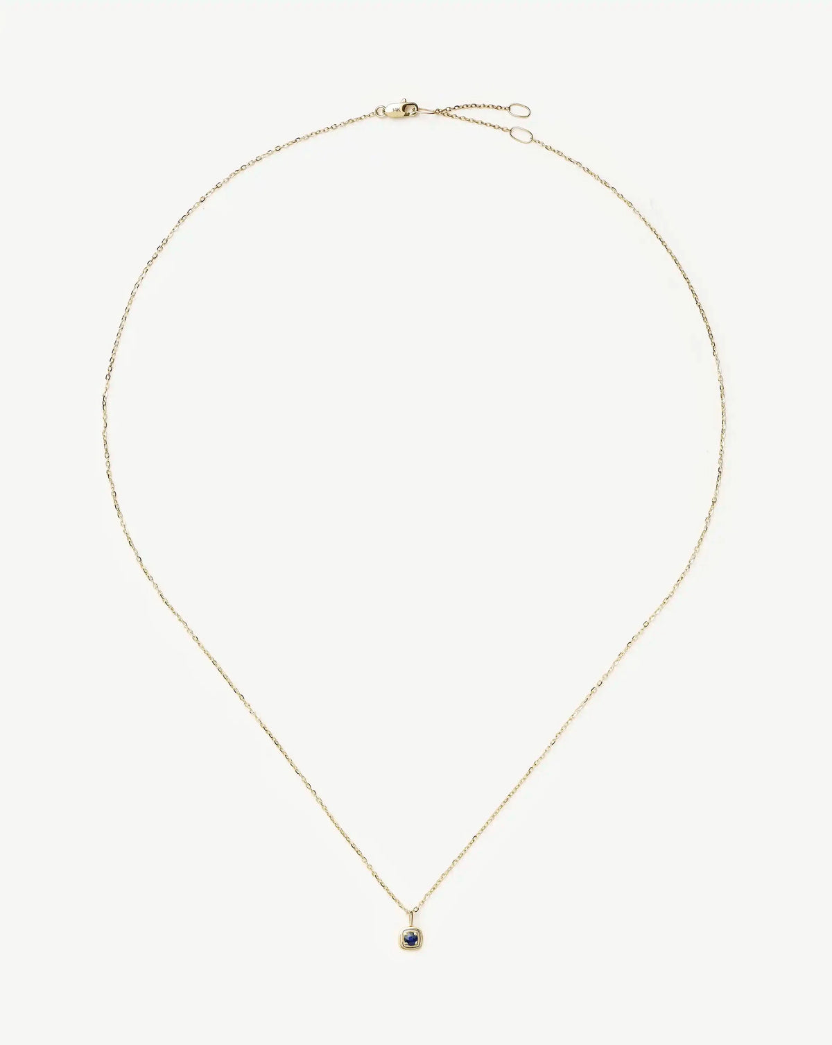 Solid Gold September Birthstone Pendant Necklace | 14k Solid Gold/Blue Sapphire
