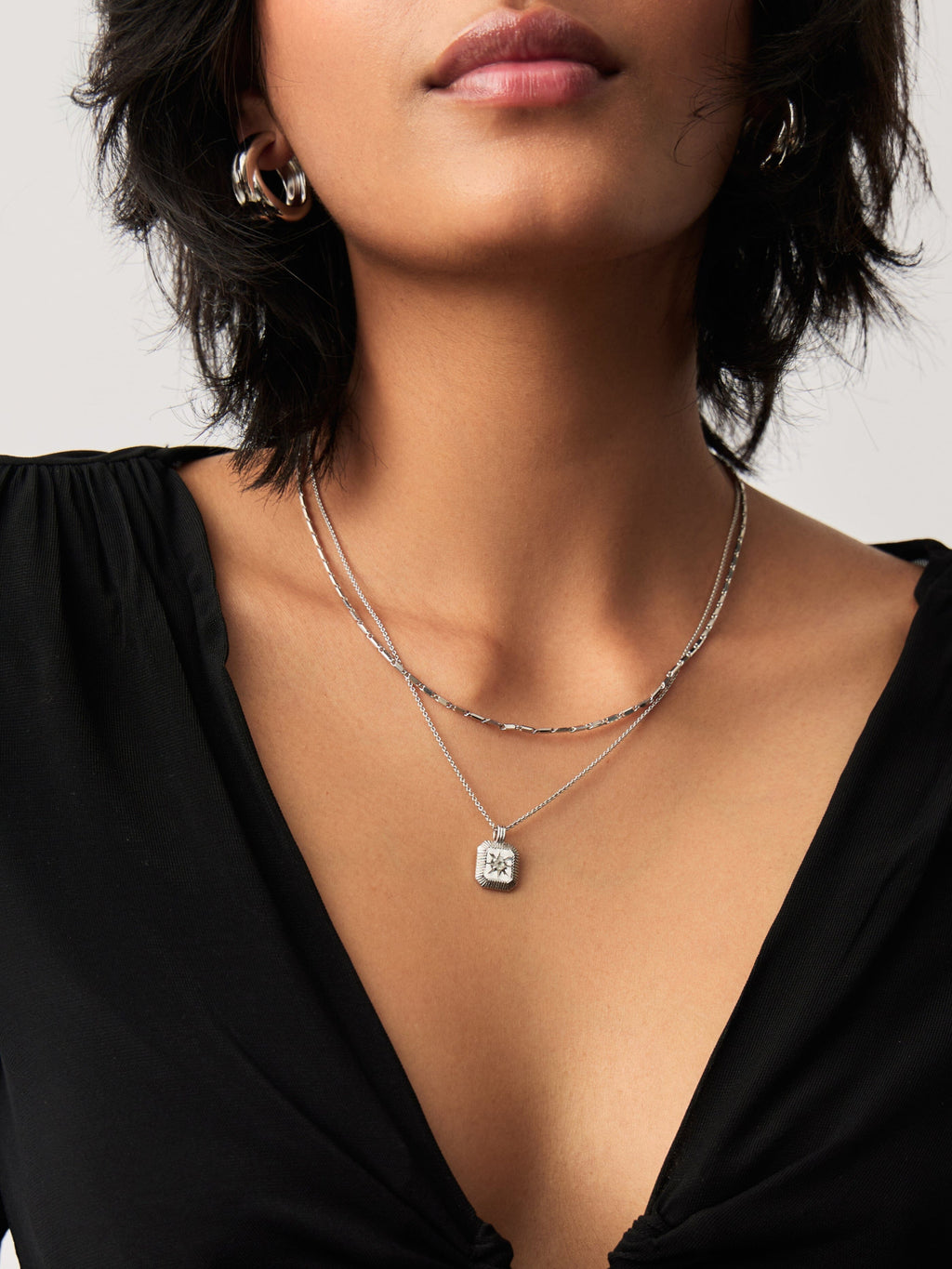 June Birthstone Necklace & Charm Earrings Set | Sterling Silver
