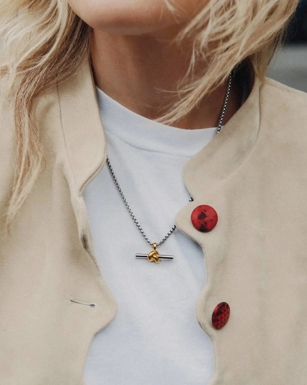 Lucy Williams Chunky Knot T-Bar Necklace | Mixed Metal