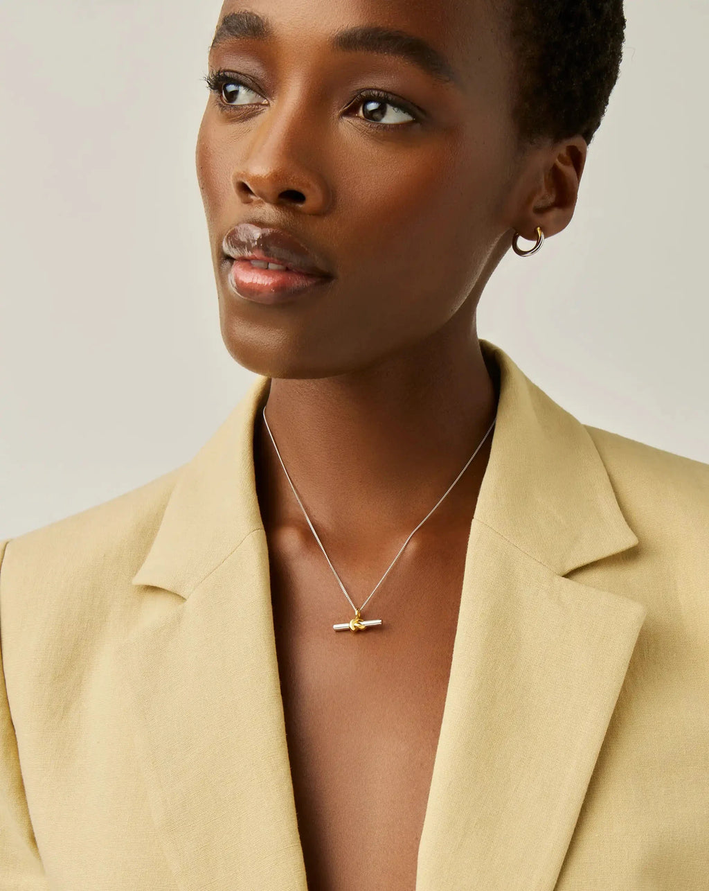 Lucy Williams T-Bar Knot Pendant Necklace | Mixed Metal