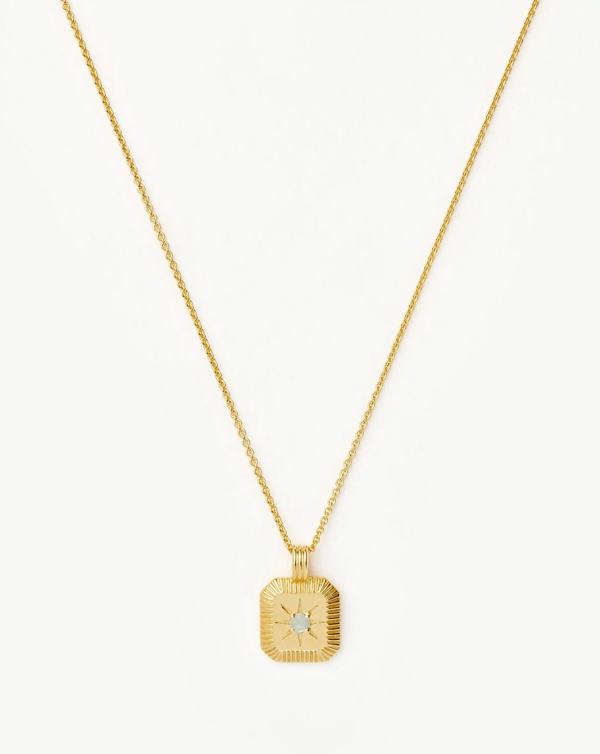 March Birthstone Pendant Necklace | 18k Gold Vermeil/Milky Aquamarine